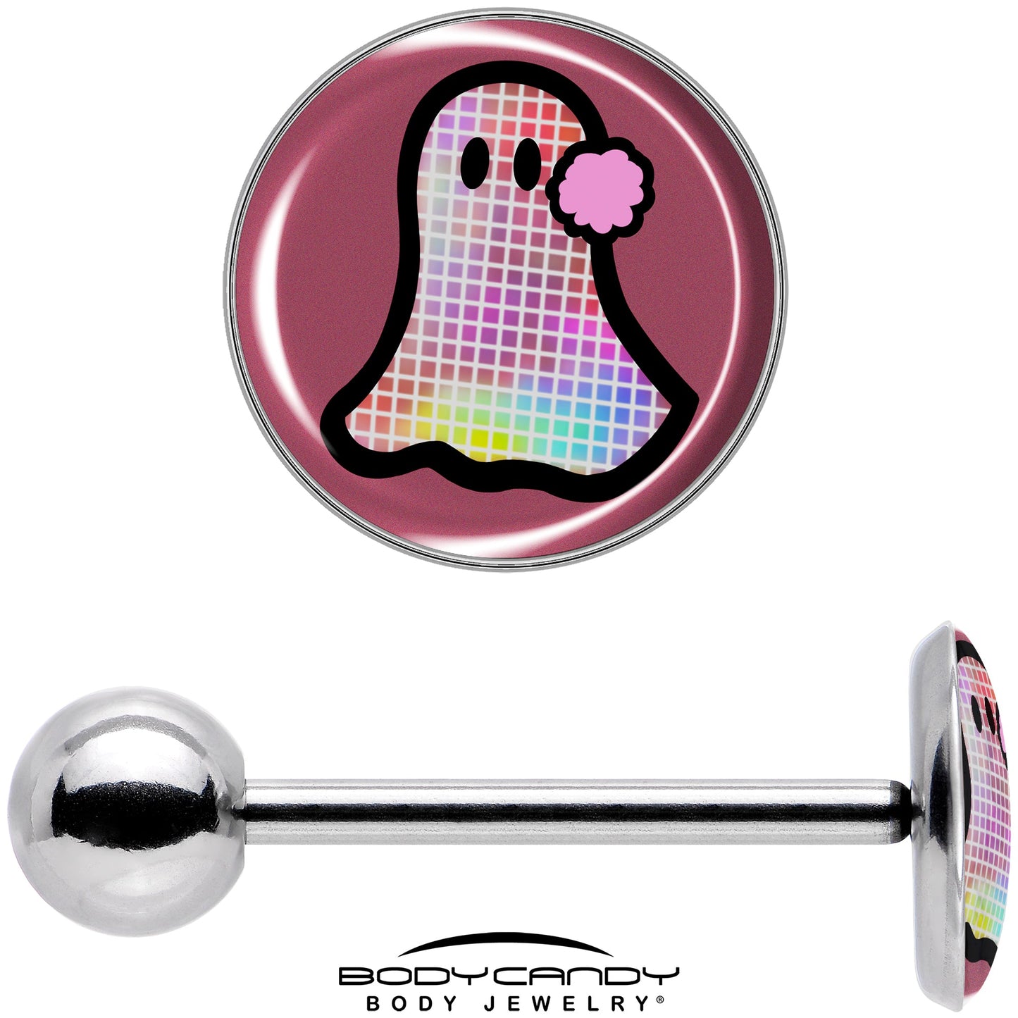 Disco Spirit Ghost Barbell Tongue Ring by Onyx O