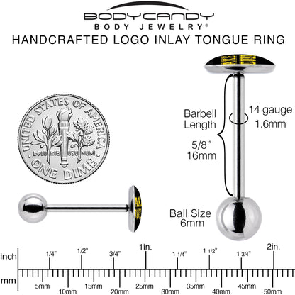 Black Yellow Fake Adult Barbell Tongue Ring by Onyx O