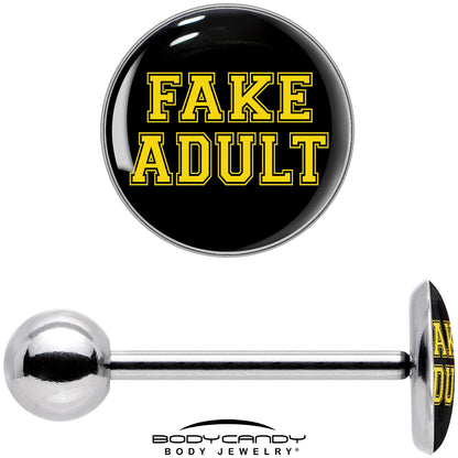 Black Yellow Fake Adult Barbell Tongue Ring by Onyx O
