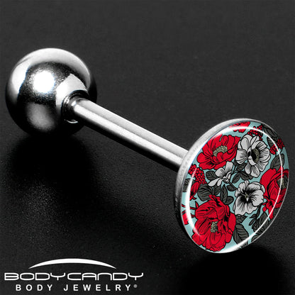 Blossom Creation Vibrant Bloom of Flowers Barbell Tongue Ring by Onyx O