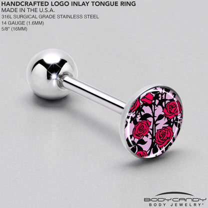 Blossom Creation Floral Love of Roses Barbell Tongue Ring by Onyx O