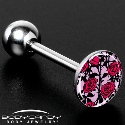 Blossom Creation Floral Love of Roses Barbell Tongue Ring by Onyx O