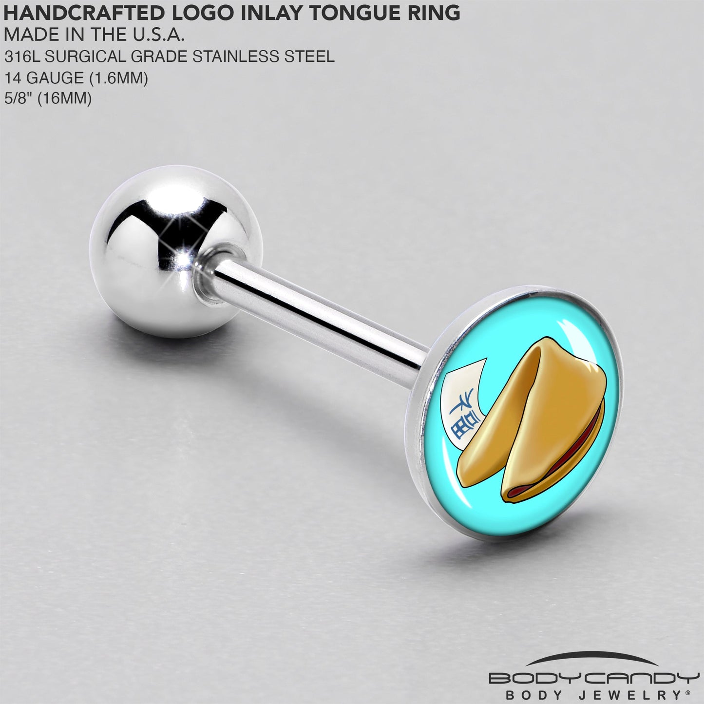 Fortune Cookie Barbell Tongue Ring by Onyx O