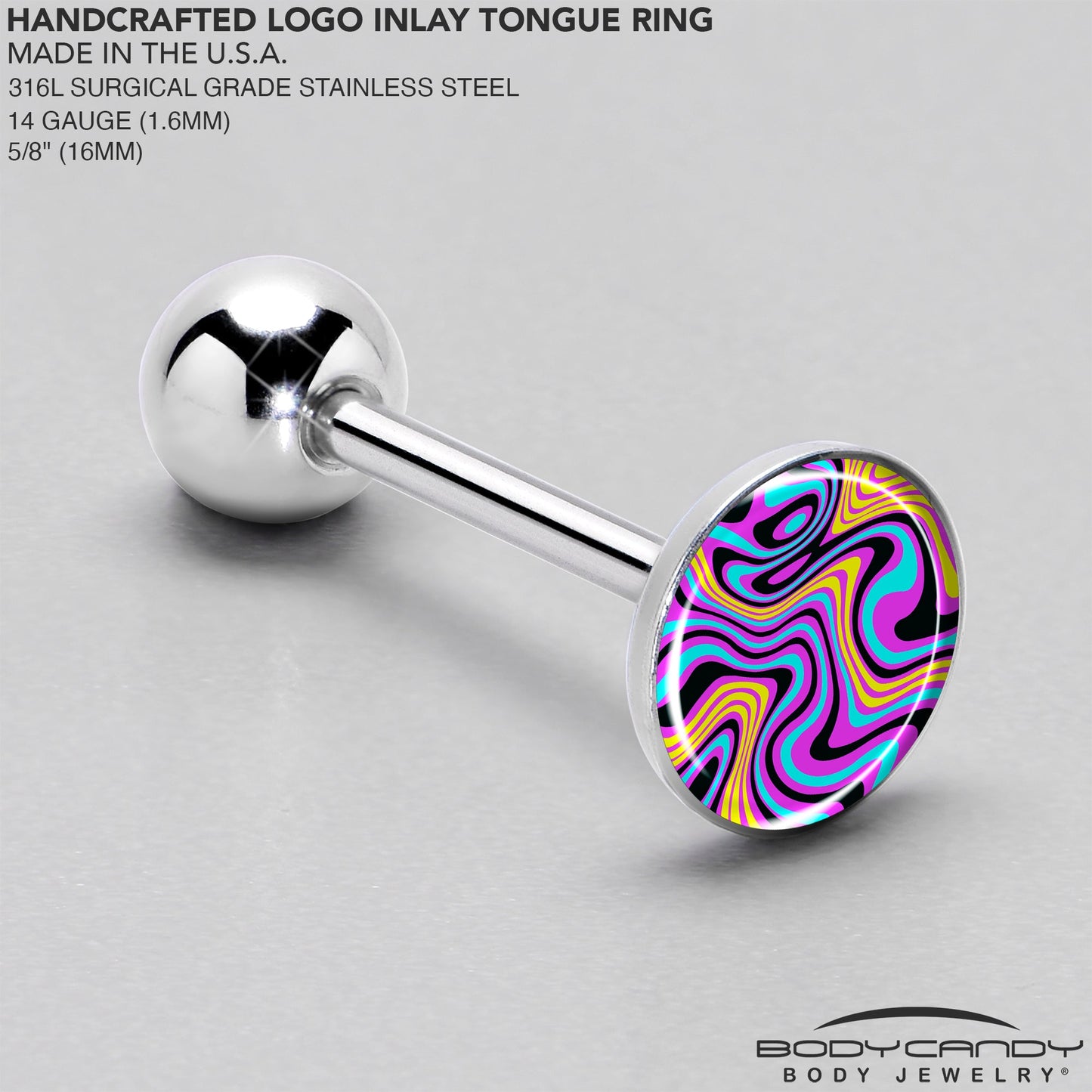 Funky Swirls Barbell Tongue Ring by Onyx O