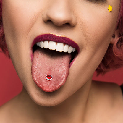 Kiss Me Candy Heart Barbell Tongue Ring by Onyx O