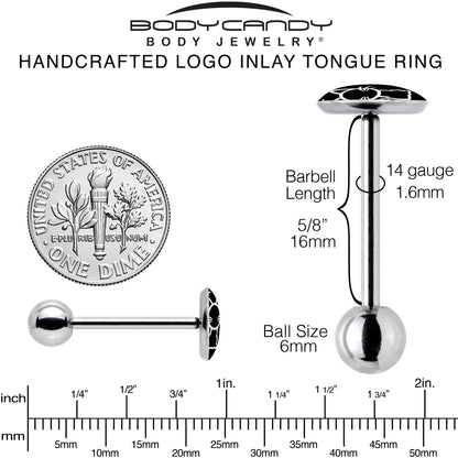 Black and White Kitty Cat Barbell Tongue Ring by Onyx O