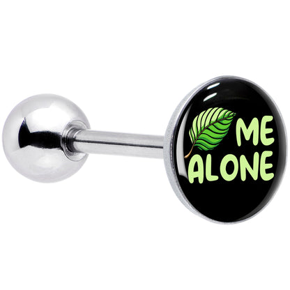 Black Green Leaf Me Alone Barbell Tongue Ring by Onyx O