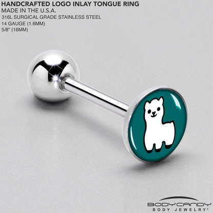 White Llama Barbell Tongue Ring by Onyx O