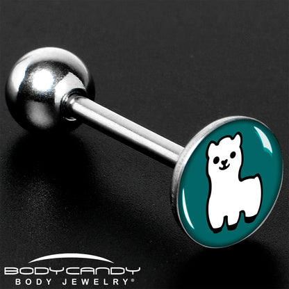 White Llama Barbell Tongue Ring by Onyx O
