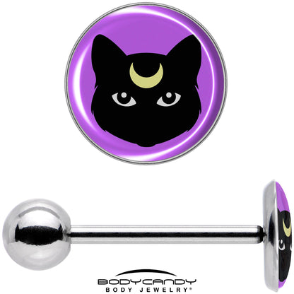 Black Mystic Kitty Cat Barbell Tongue Ring by Onyx O