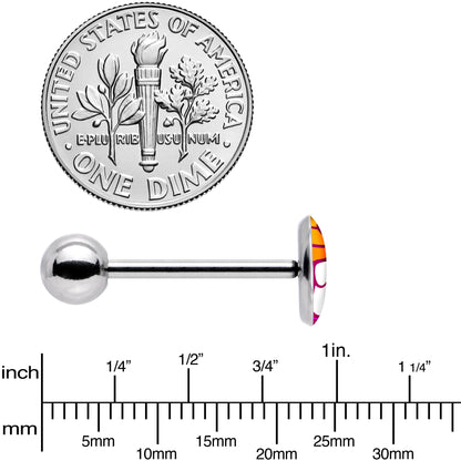 Retro Stripes Peace Sign Fingers Barbell Tongue Ring by Onyx O