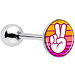 Retro Stripes Peace Sign Fingers Barbell Tongue Ring by Onyx O