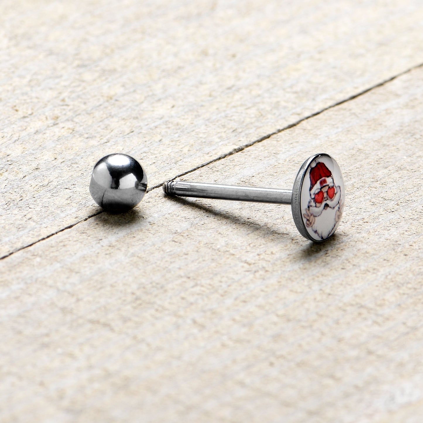 Christmas Peace Love Santa Barbell Tongue Ring by Onyx O