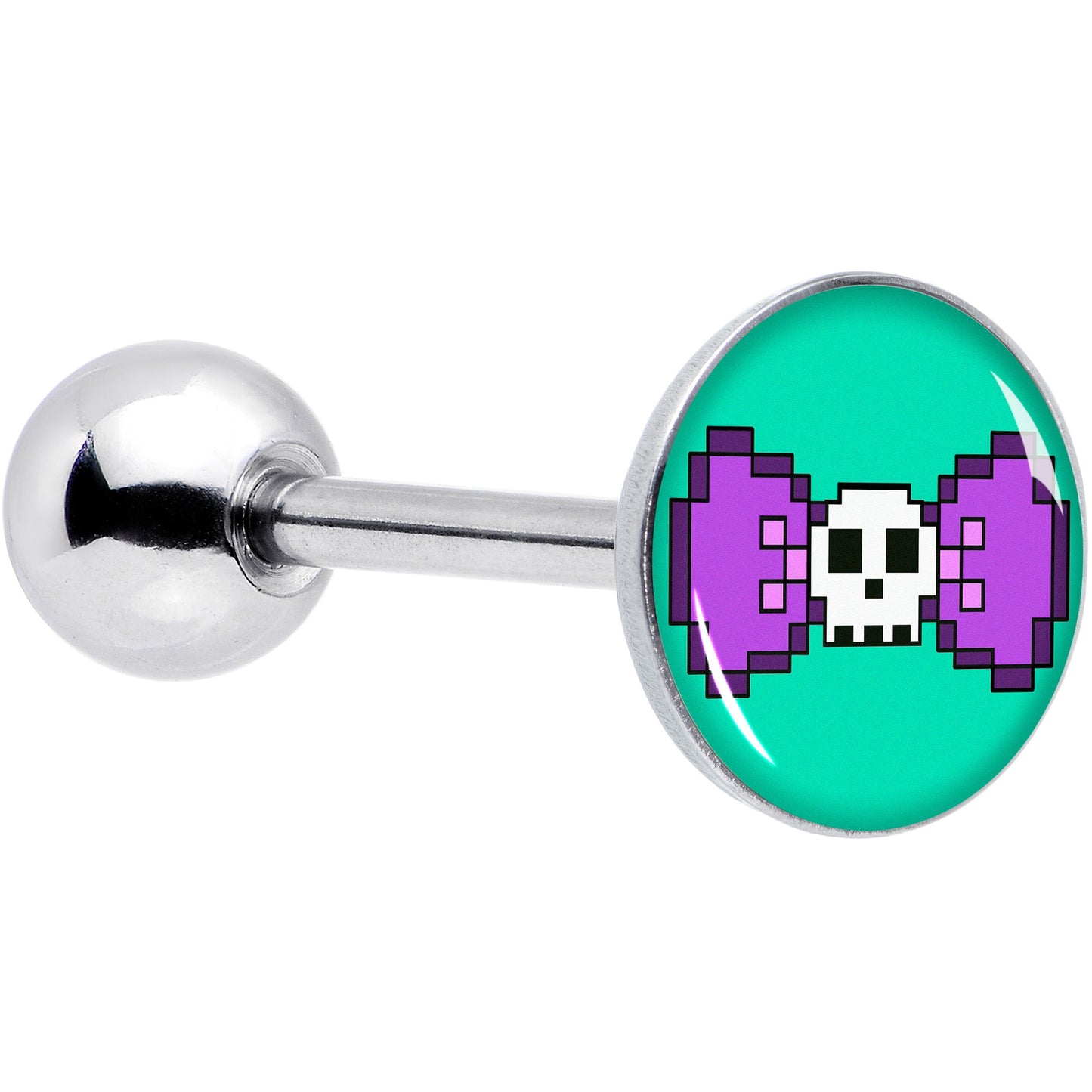 Retro Pixel Skull Barbell Tongue Ring by Onyx O