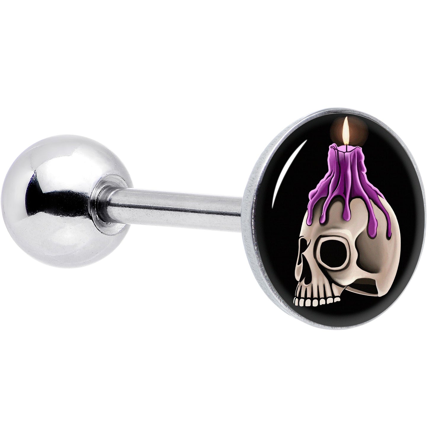 Burning Skull Candle Barbell Tongue Ring by Onyx O