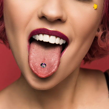 Burning Skull Candle Barbell Tongue Ring by Onyx O