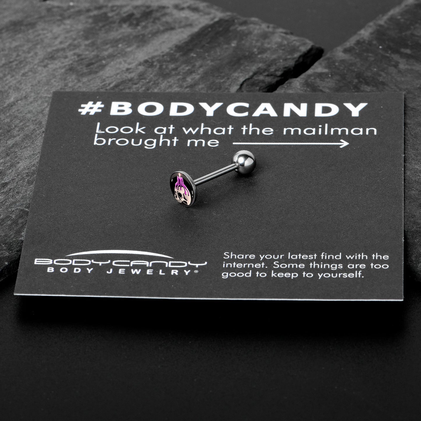 Burning Skull Candle Barbell Tongue Ring by Onyx O