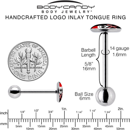 Santa Pirate Candy Cane Barbell Tongue Ring by Onyx O