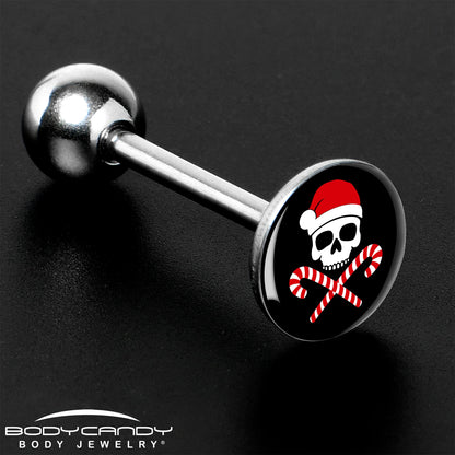 Santa Pirate Candy Cane Barbell Tongue Ring by Onyx O