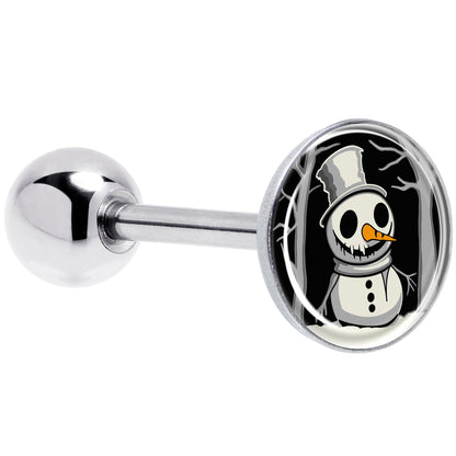 Christmas Holiday Spooky Snowman Barbell Tongue Ring by Onyx O