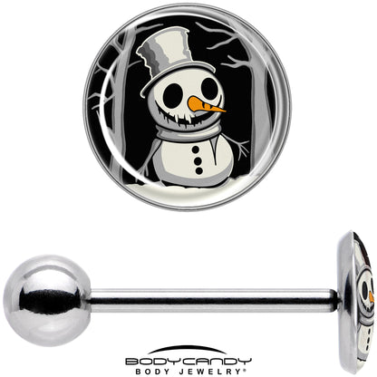 Christmas Holiday Spooky Snowman Barbell Tongue Ring by Onyx O