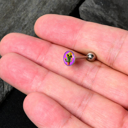 Sunflower Cactus Barbell Tongue Ring by Onyx O