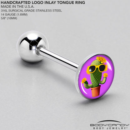 Sunflower Cactus Barbell Tongue Ring by Onyx O
