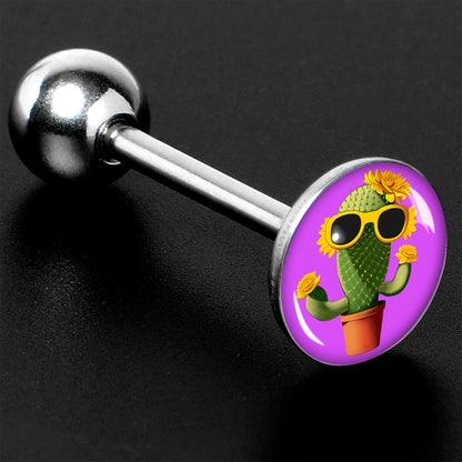 Sunflower Cactus Barbell Tongue Ring by Onyx O