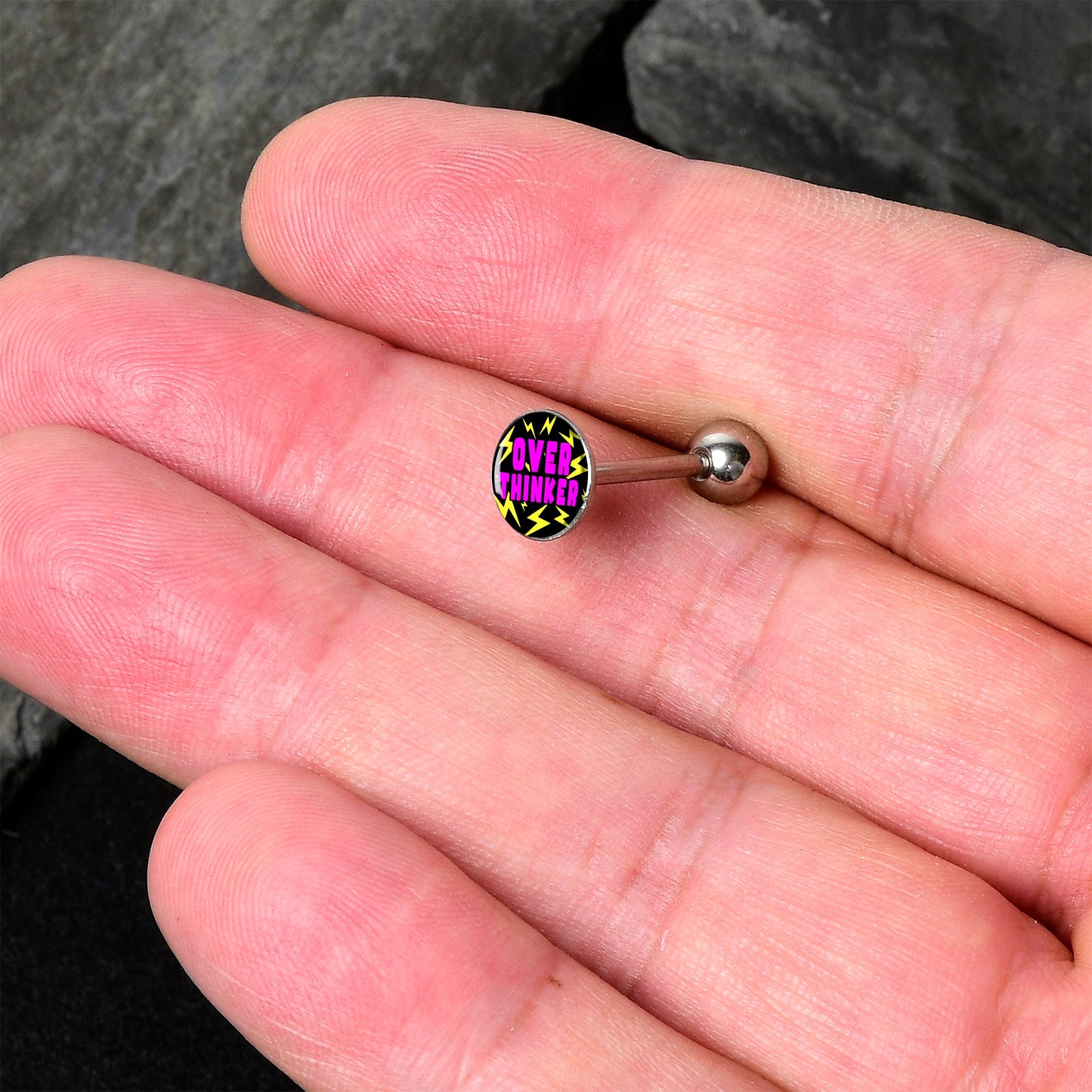 Over Thinker Impact Barbell Tongue Ring by Onyx O