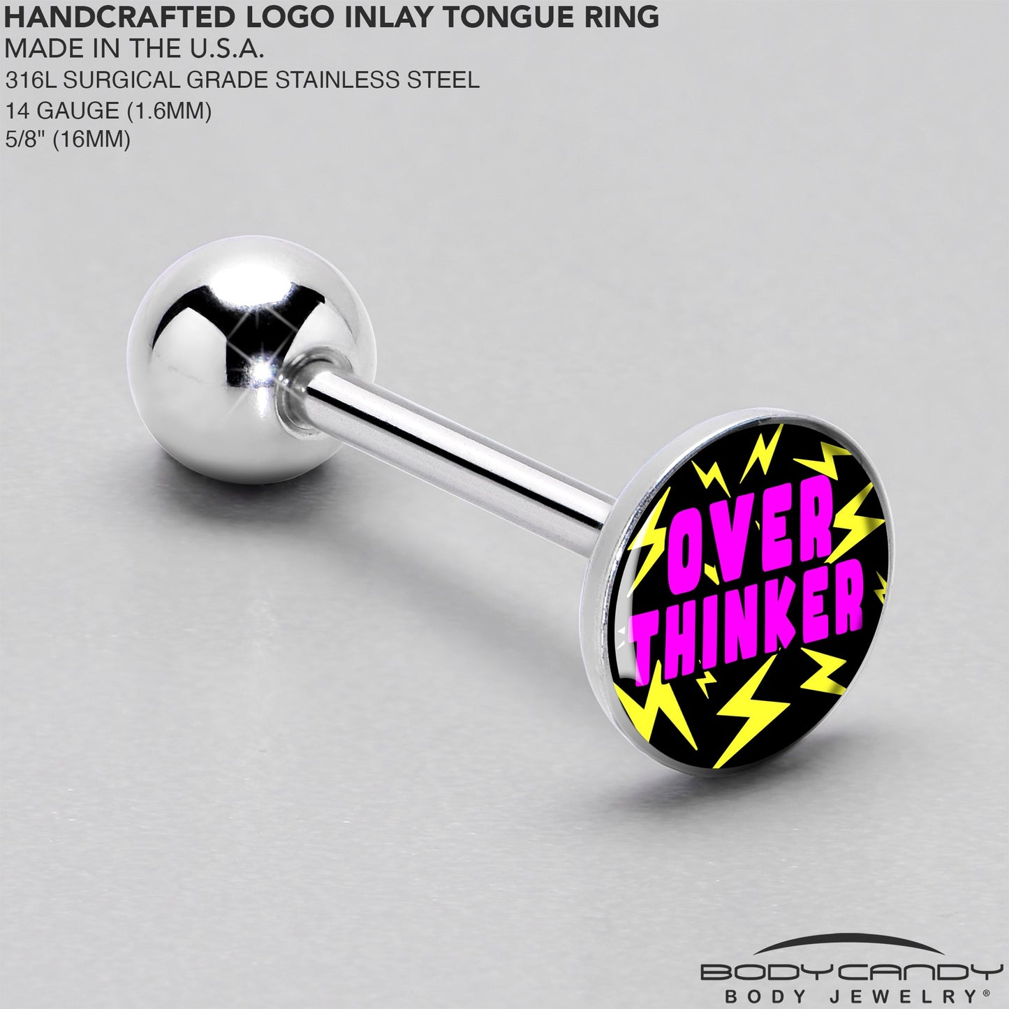 Over Thinker Impact Barbell Tongue Ring by Onyx O