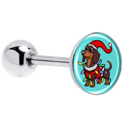 Christmas Holiday Weiner Dog Barbell Tongue Ring by Onyx O