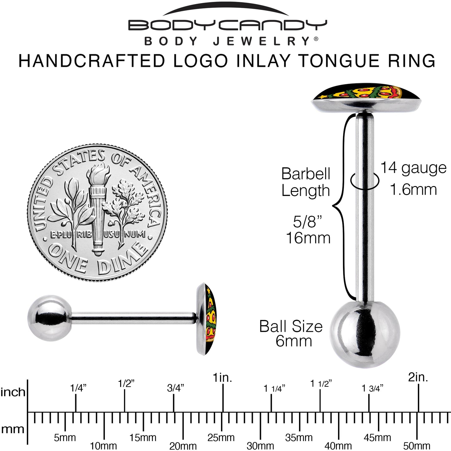 Christmas Holiday Pizza Tree Barbell Tongue Ring by Onyx O