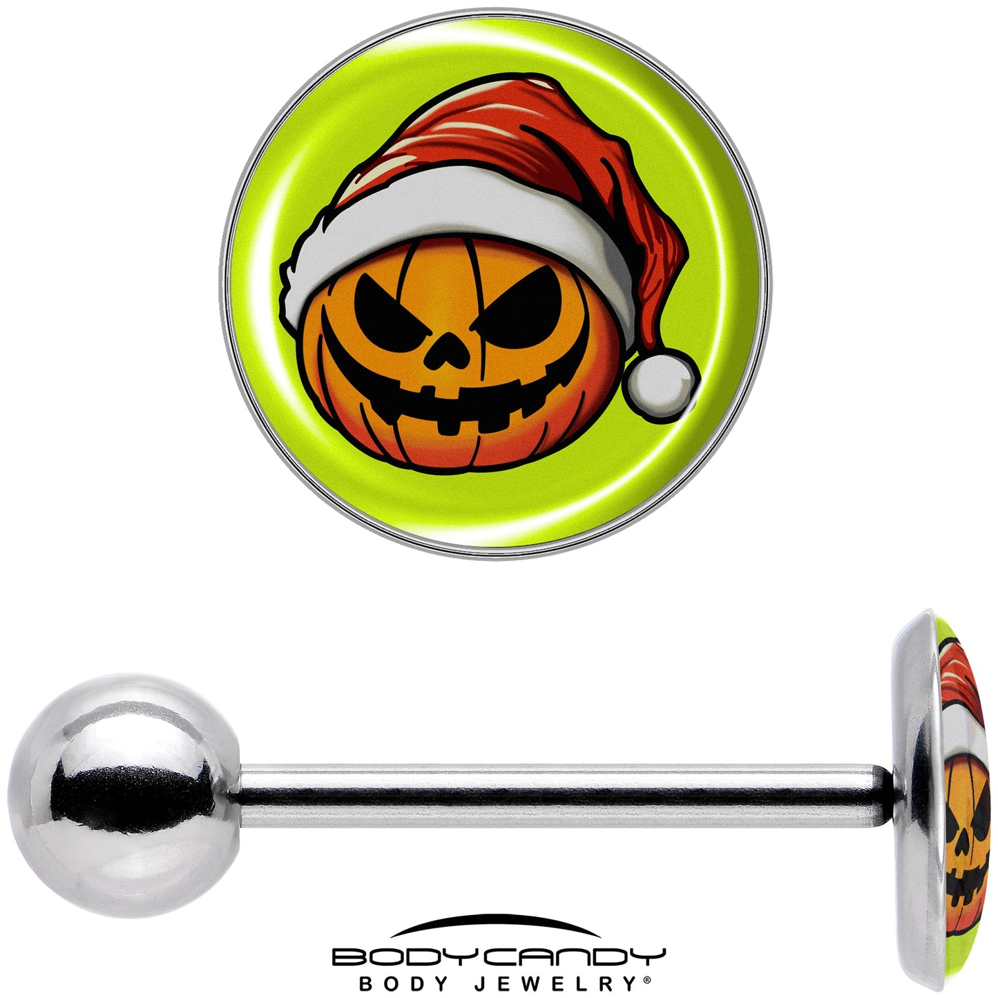 Christmas Holiday Santa Hat Pumpkin Barbell Tongue Ring by Onyx O