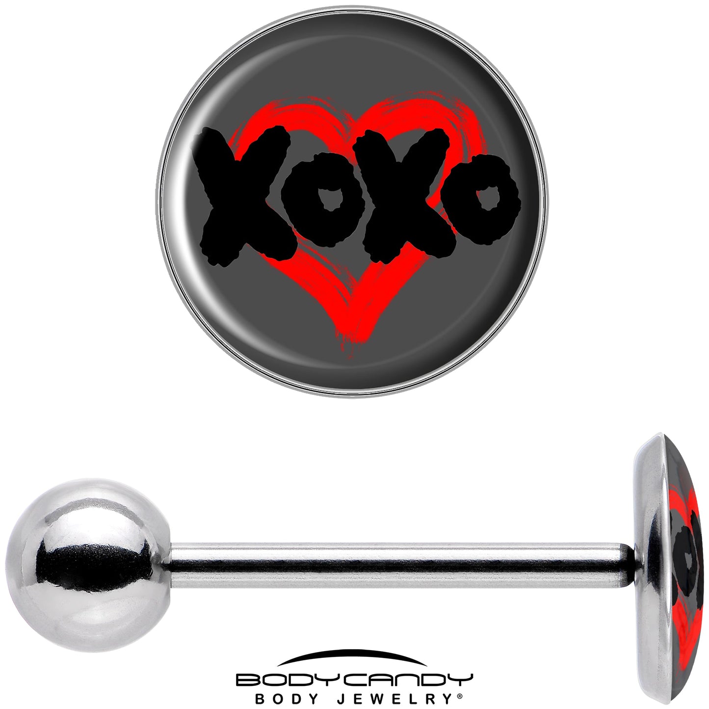 XOXO Heart Barbell Tongue Ring by Onyx O