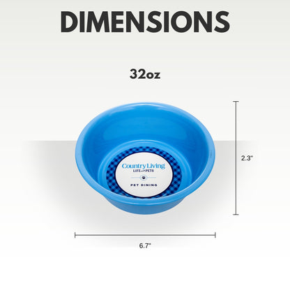 Country Living Set of 2 Coated Stainless Steel Heavy Dog Bowls - Ideal for Medium to Large Breeds