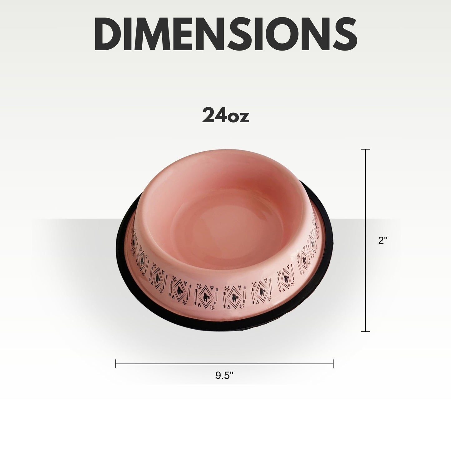 Non-Skid Boho Stainless Steel Dog Bowl – with Whimsical Unicorn Design, Silicone Base for Medium Dogs – 24oz