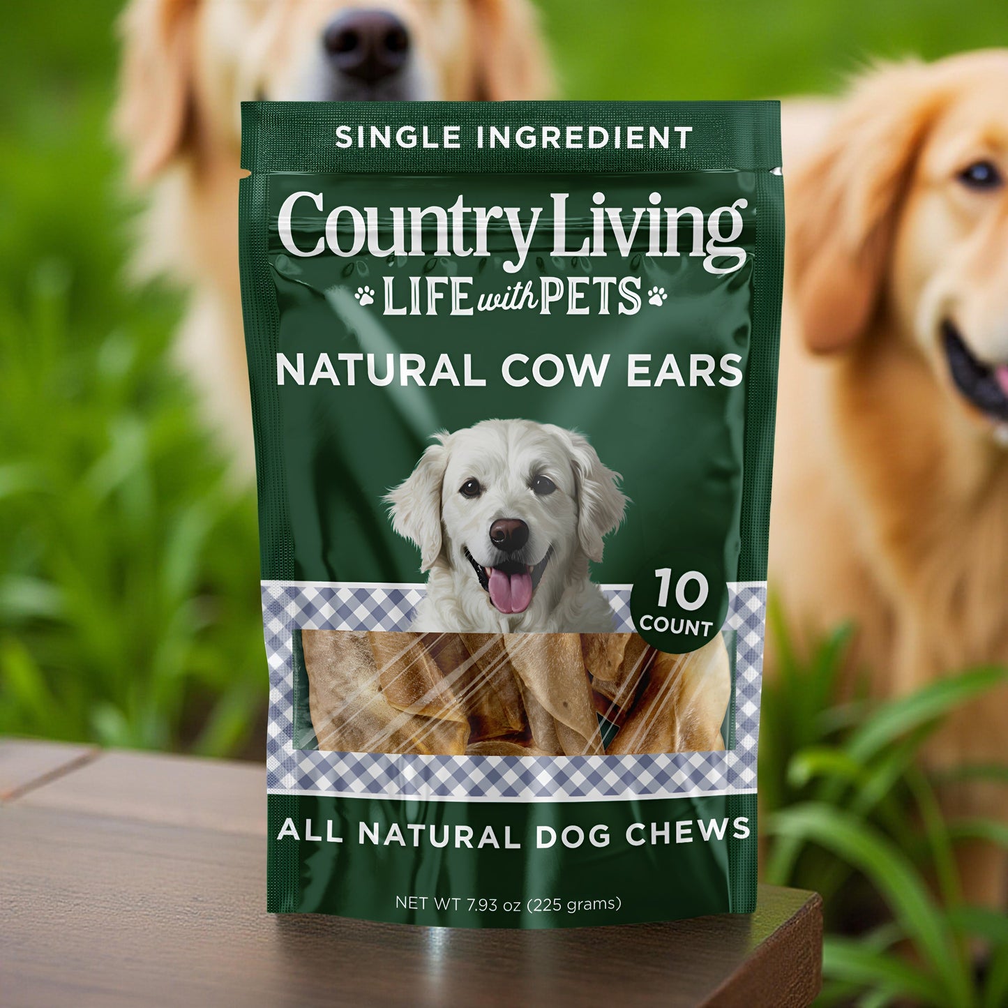 Country Living Natural Cow Ears Dog Chews – 10 Count Bag – All-Natural, Single-Ingredient, Long-Lasting Dog Chews – High-Protein, Low-Fat, Rawhide-Free – Supports Dental Health