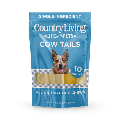 Country Living 5”-7” Cow Tails Dog Chews – 10 Count Bag – All-Natural, Single-Ingredient, Long-Lasting Beef Chews – High-Protein, Grain-Free – Promotes Dental Health