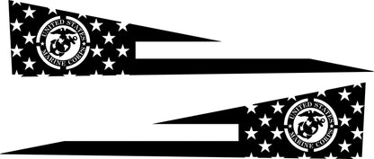 United States Marine Corps Bedside Panel Decals For The 2023-2026 Tesla Cybertruck (x2)