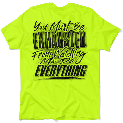 Exhausted - Safety Yellow Pocket T-Shirt