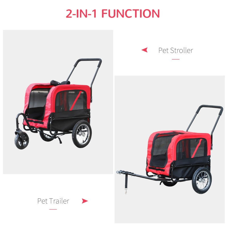 2-in-1, 3 Wheel Pet Jogging Stroller Bike Trailer