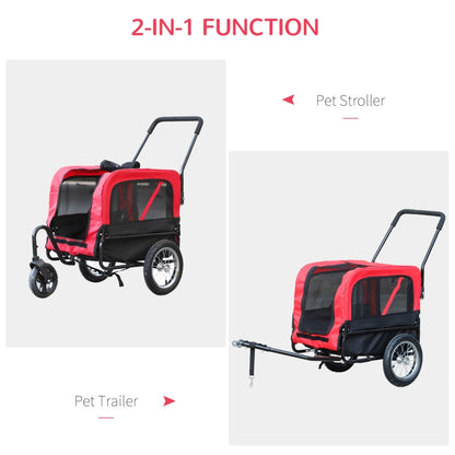 2-in-1, 3 Wheel Pet Jogging Stroller Bike Trailer