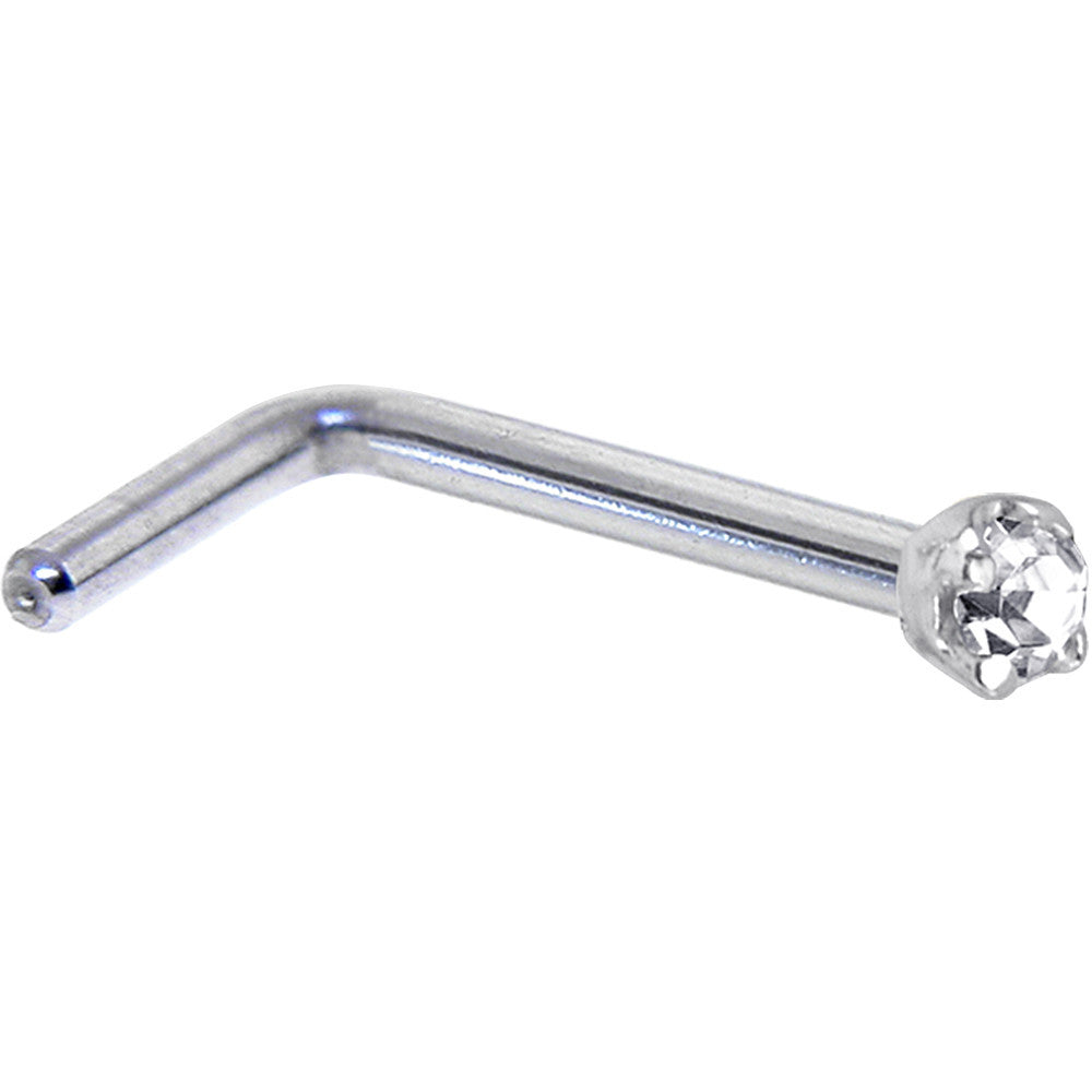 Solid 14K White Gold 1.5mm Genuine Diamond Nose Ring