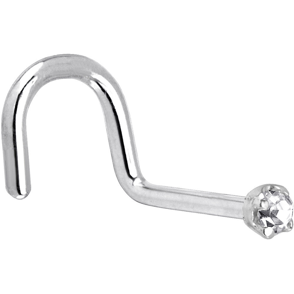 Solid 14K White Gold 1.5mm Genuine Diamond Nose Ring