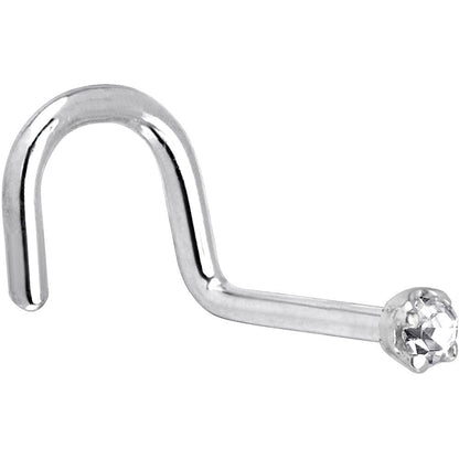 Solid 14K White Gold 1.5mm Genuine Diamond Nose Ring