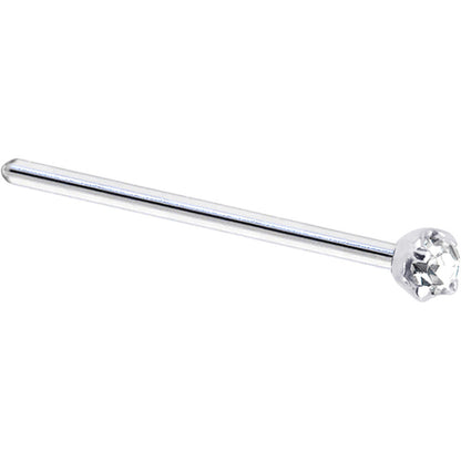 Solid 14K White Gold 2mm Clear Cubic Zirconia Nose Ring