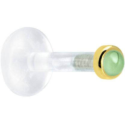 Solid 14K Yellow Gold 2mm Genuine Peridot Bioplast Push in Monroe