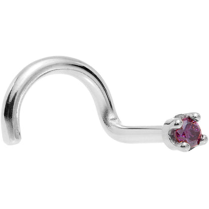 Solid 14K White Gold 1.5mm Genuine Purple Diamond Nose Ring
