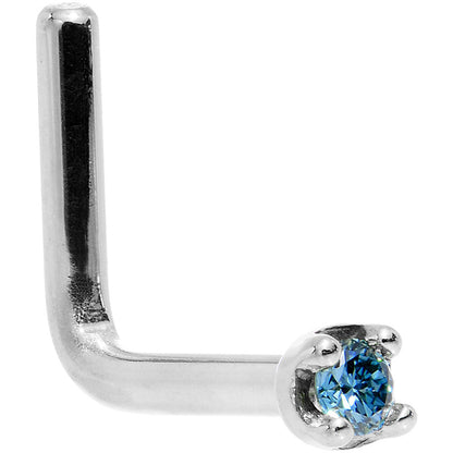 14k White Gold 2mm Lab Grown Blue Diamond Nose Ring
