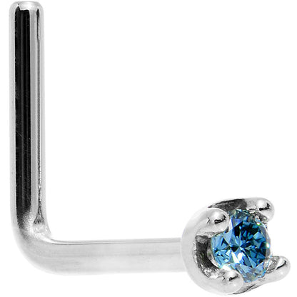 14k White Gold 2mm Lab Grown Blue Diamond Nose Ring